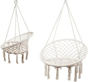 Fotel wiszący z plecionej liny Lunara – designerski kokon w stylu boho, idealny do ogrodu, tarasu lub wnętrza