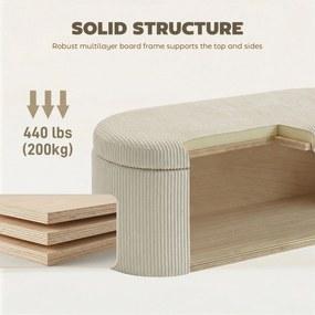 HOMCOM Tapicerowana skrzynia do przechowywania, wyściełane siedzisko, ławka na końcu łóżka, 105 x 51 x 49 cm, Beżowa | Aosom PL
