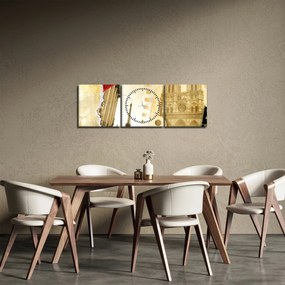 Obraz - Wspomnienia z Paryża (z zegarem) (90x30 cm)