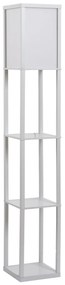 HOMCOM Lampa Podłogowa z 3 Półkami Oświetlenie do Salonu Sypialni E27 MDF Biały 26x26x160cm | Aosom PL