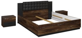 Łóżko SIGMA 140x200 dąb flagstaff srebrny/czarny mat z tapicerowanym zagłówkiem HELVETIA