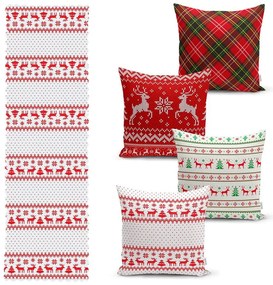 Zestaw 4 świątecznych poszewek na poduszki i bieżnika Minimalist Cushion Covers Nordic Knit