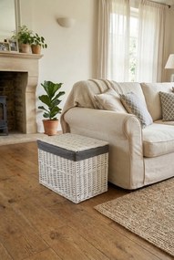 Wiklinowy biało-szary do przechowywania kosz C8-Z62