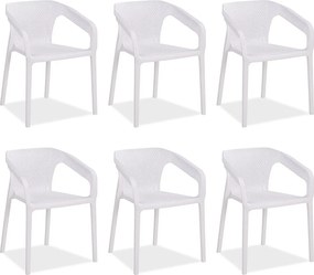 Krzesło ogrodowe 55x74,5x54 cm białe zestaw 6 sztuk
