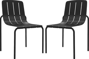 Zestaw 2 metalowych, składanych krzeseł ogrodowych - Czarne - BALVORA od MYLIA