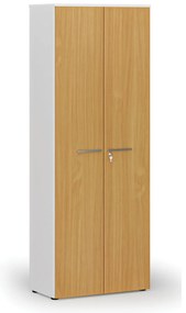 Szafa biurowa z drzwiami PRIMO WHITE, 800 x 420 x 2128 mm, biały/buk