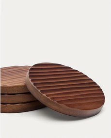 Drewniane podkładki w ciemnym naturalnym kolorze zestaw 4 szt. Rommu – Kave Home