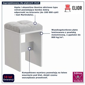 Biały taboret z szarym welurowym siedziskiem  F1-W62