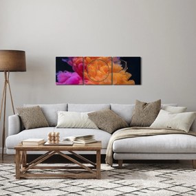 Obraz abstrakcji (z zegarem) (90x30 cm)