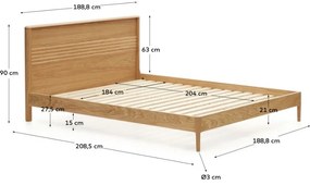 Łóżko dwuosobowe z litego drewna dębowego ze stelażem 180x200 cm Lenon – Kave Home