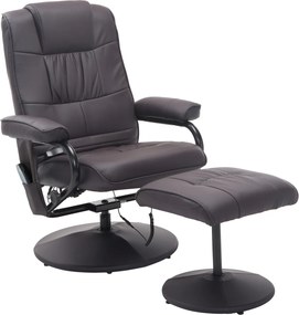 HOMCOM Fotel do Masażu Relax z Podnóżkiem 10 Punktów Wibracji Elegancki Brązowy | Aosom PL