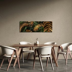 Obraz - Złote liście (z zegarem) (90x30 cm)