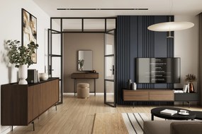 Komoda Zenar 200 cm czterodrzwiowa - orzech elegant / czarny