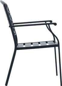 Zestaw 5 składanych krzeseł ogrodowych z powlekanym proszkowo staliem, kolor antracytowy