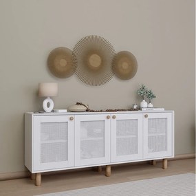 Komoda – 180 cm x 75 cm x 40 cm – Biała – Płyta wiórowa pokryta melaminą