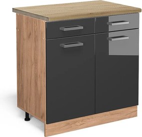 Szafka dolna do kuchni antracyt wysoki połysk 80x60x81.6 r-line