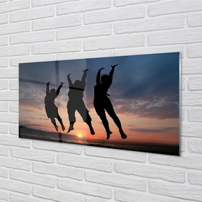 Szklany Panel Ludzie na tle Zachodu i Chmur