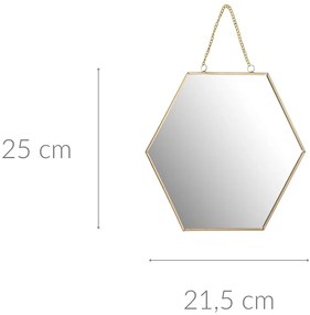 Lustro heksagon na łańcuszku, 21 cm