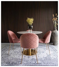 Okrągły stół z blatem w dekorze marmuru ø 90 cm Bolzano – House Nordic