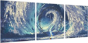 Obraz - Ilustracja przedstawiająca chłopca z włócznią (z zegarem) (90x30 cm)