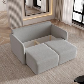 Masseno Sofa SUVI II z funkcją spania i pojemnikiem na pościel, Rozkładana sofa - Jasnoszary, QUELLE 83