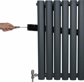 Grzejnik kolumnowy owalny z zaworami – 1800 mm x 480 mm – antracytowo-szary