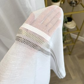 Firana gładka matowa batyst len Trzy Pasy nowoczesna wys. 300 cm z ołowianką