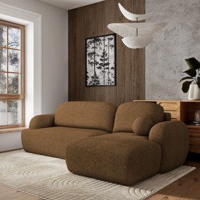 Masseno Narożnik MODENZA z funkcją spania i pojemnikiem na pościel Narozniki L, Rozkładana sofa - Brąz, NOW OR NEVER 56