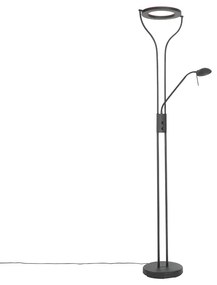 Nowoczesna lampa stojąca czarna z ramieniem do czytania, w tym LED i ściemniacz - Divo Nowoczesny Oswietlenie wewnetrzne