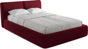 Łóżko 160 x 228 - z weluru - burgundowy - HOKU