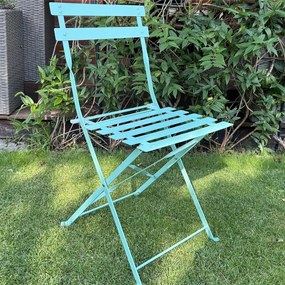 Krzesło składane na Taras Balkon Stalowe SEMPLICI Krzesło Na Ogród Miętowe