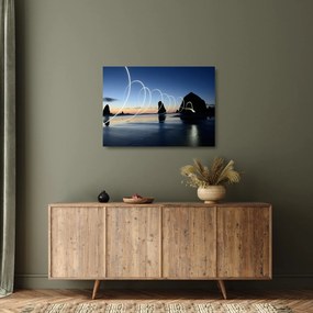 Obraz na szkle - plaża o zachodzie słońca (70x50 cm)