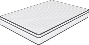 Materac hybrydowy 140x200x25 cm ze sprężynami kieszeniowymi, tkanina oddychająca 3D, średni komfort, biały i szary