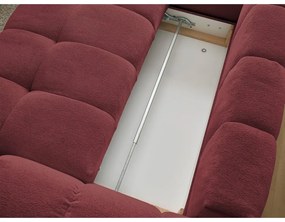Bordowy rozkładany/ze schowkiem narożnik z tkaniny szenilowej (lewostronny/w kształcie litery L) Everest – Bobochic Paris
