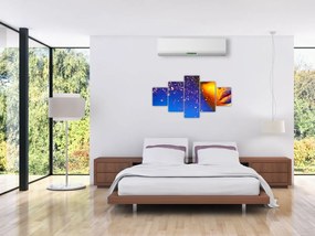 Obraz - Body art, złoto - niebieska kombinacja (125x70 cm)