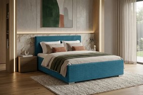 Łóżko LUCI 140x200 cm Niebieski Z materacem