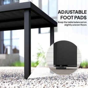 Outsunny Stół ogrodowy na zewnątrz, Stół wypoczynkowy na zewnątrz, Odporny na warunki atmosferyczne, 190 x 90 x 74 cm, Czarny