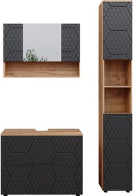 Zestaw mebli łazienkowych antracyt o strukturze plastra miodu 80x41x58.6 irma