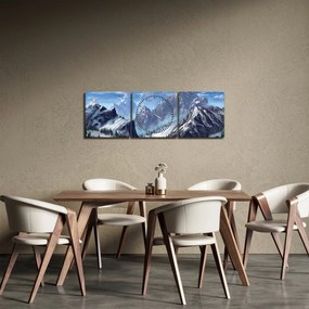 Obraz - Malowane góry (z zegarem) (90x30 cm)