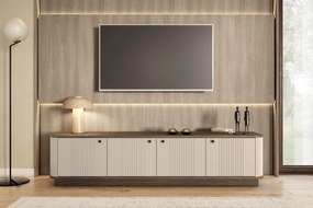 Szafka RTV Vesper 4D 187 cm - kaszmir / orzech / czarne uchwyty