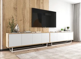 Zestaw zamykanych szafek rtv dąb wotan + biały E3-G43