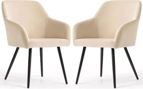 2x Welurowe krzesło tapicerowane gładkie Beżowe ESTELLE Czarne nogi