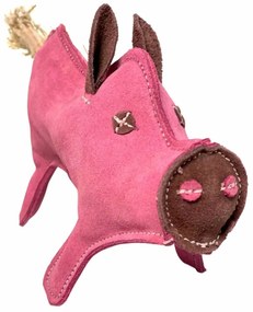 PafDog Świnka Pinky zabawka dla psa ze skóry i juty, 28 cm