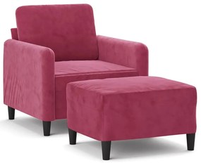 Czerwony tapicerowany wypoczynkowy fotel z podnóżkiem M3-N47