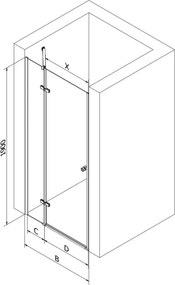Mexen Roma drzwi prysznicowe uchylne 105 cm, transparent, chrom - 854-105-000-01-00