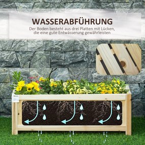 Outsunny składane łóżko podwyższone z drewna naturalnego idealne do uprawy kwiatów i warzyw w ogrodzie | Aosom PL