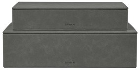 Antracytowe pojemniki zestaw 2 szt. z pokrywką/dekoracyjne ze sztucznej skóry 40x30x11 cm Sahla – Blomus