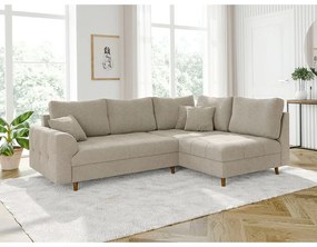 Beżowy narożnik z materiału bouclé (prawostronny/w kształcie litery L) Ariella – Ropez