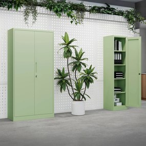 Szafa gospodarcza zamykana DAWID, 900 x 1850 x 450 mm, Fresh Style: pastelowy zielony