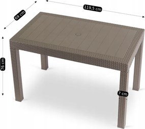 Stół Ogrodowy Prostokątny FARGO Brązowy Technorattan